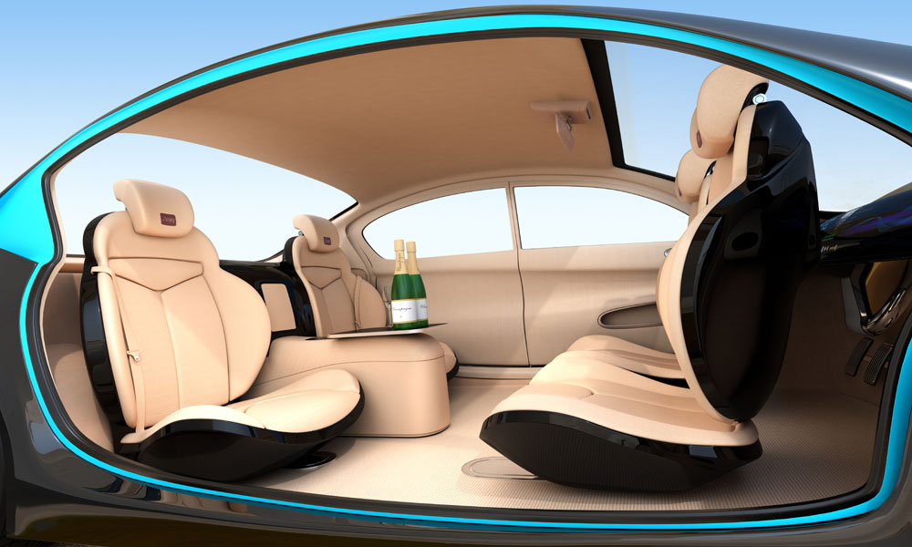 Autonomous,Car,Interior,Concept.,Luxury,Interior,Serve,Cool,Drink,Service.