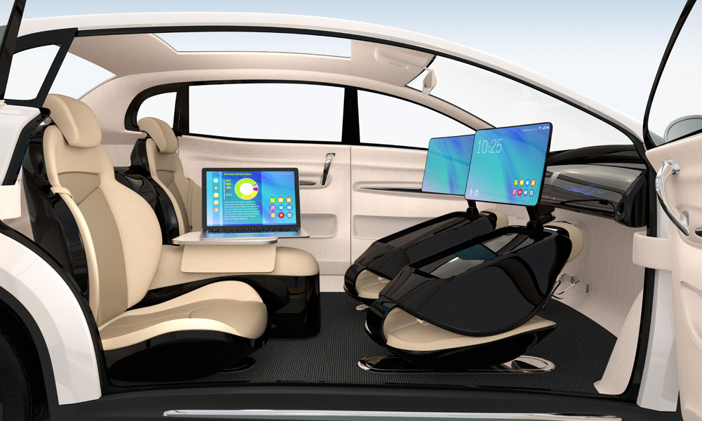 Autonomous,Car,Interior,Design.,Concept,For,New,Business,Work,Style