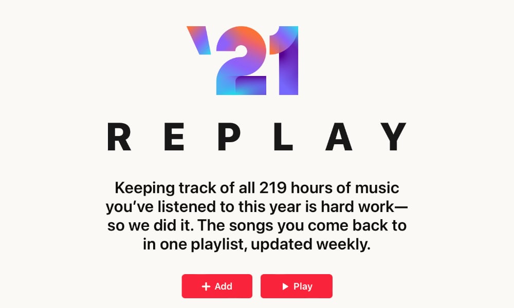 Apple Music Replay 2021 summary