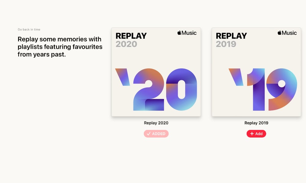 Apple Music Replay 2021 past years