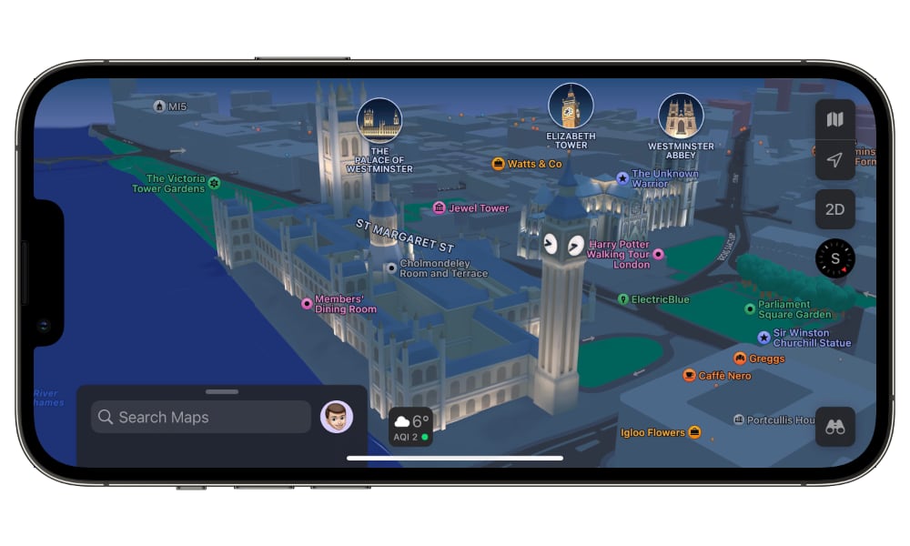Apple Maps Detailed City Experience Palace of Westminster