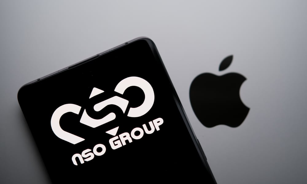 NSO Group Logo and Apple Logo
