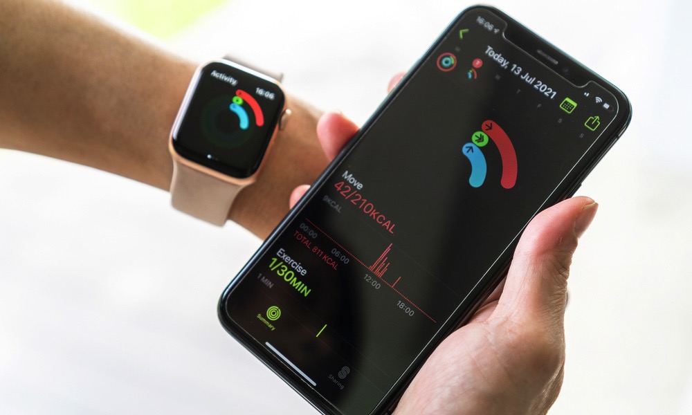 Apple Watch and iPhone Fitness App with Activity Rings