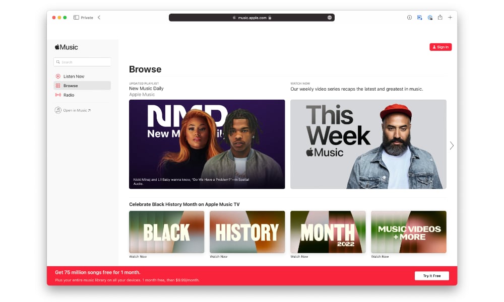 Apple Music Sign Up Banner