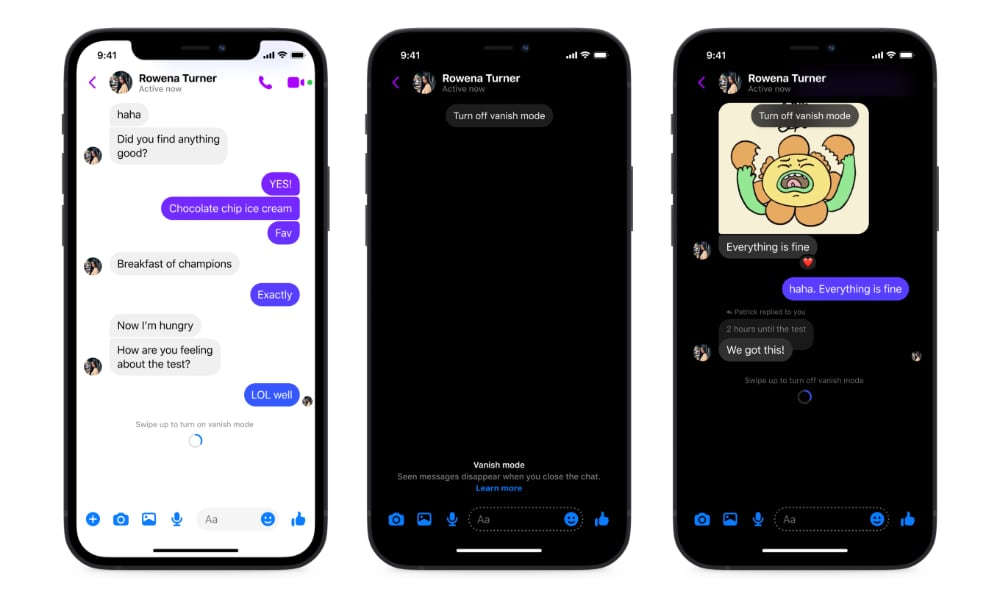 Facebook Messenger Vanish Mode on iPhone