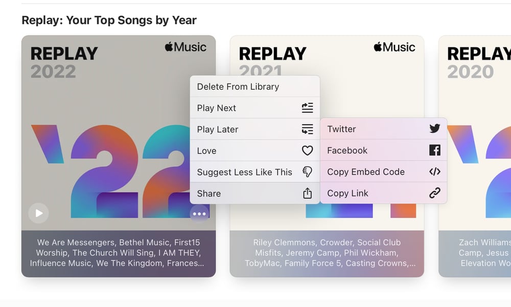 Apple Muisc Replay Get Web Embed Code