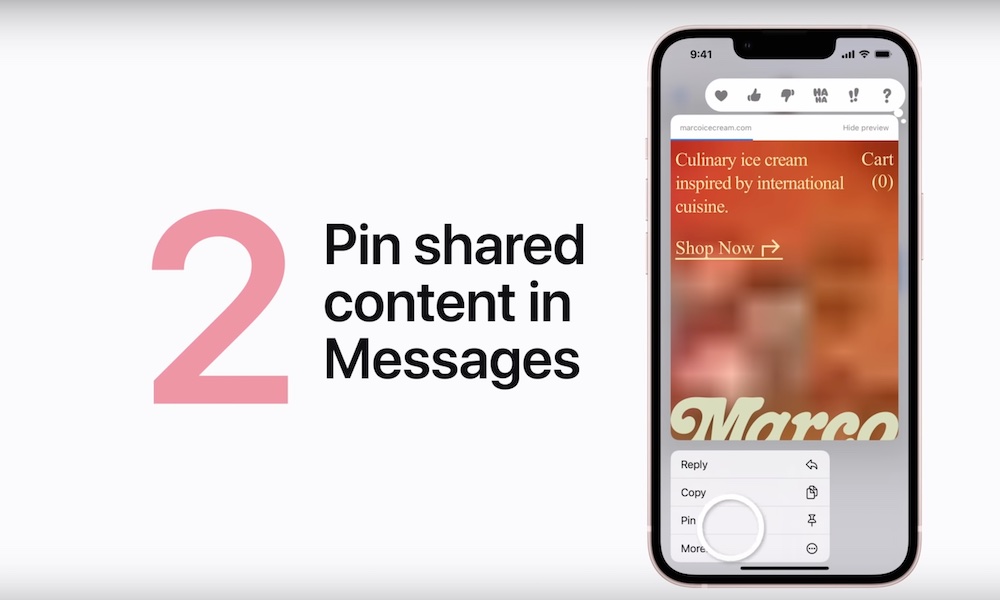 Pin Shared Content in Messages iPhone