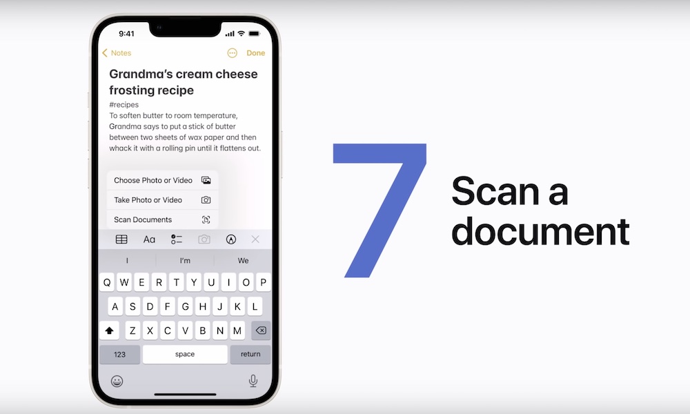Scan a document in Notes iPhone
