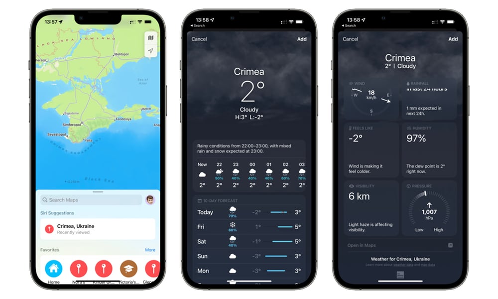 Apple Maps Weather Crimea Ukraine