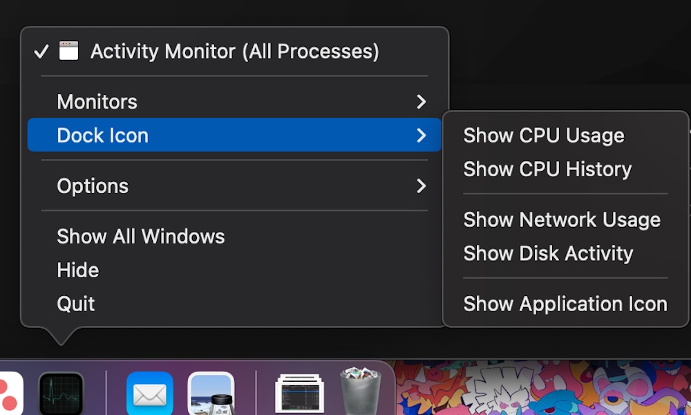 Show Activity Monitor Real Life Status on Dock Mac