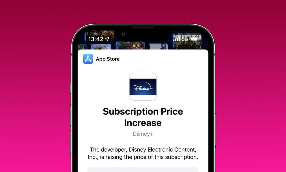 Disney Plus in app subscriptoin price increase