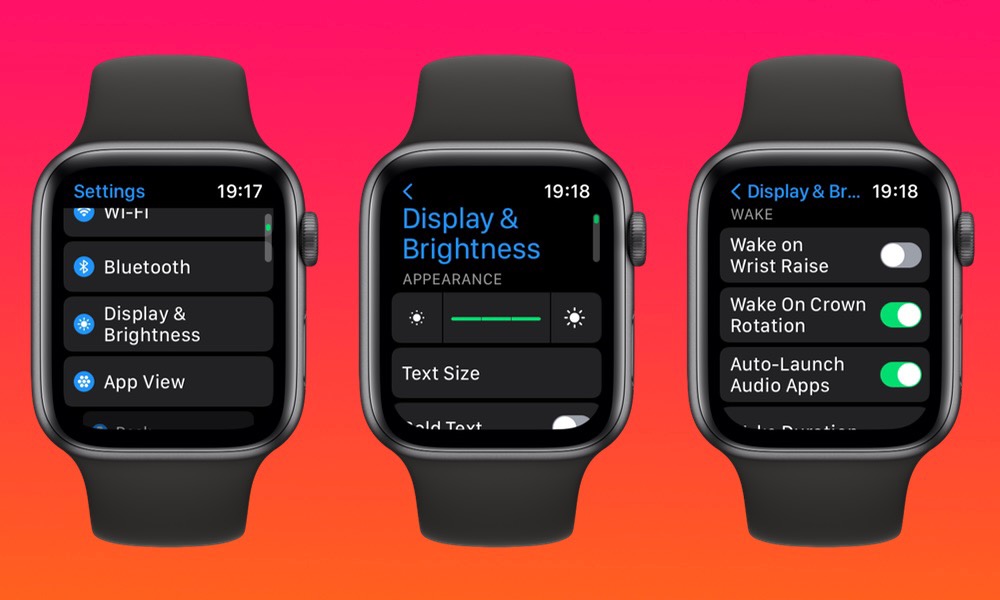 Apple Watch display brightness raise to wake settings