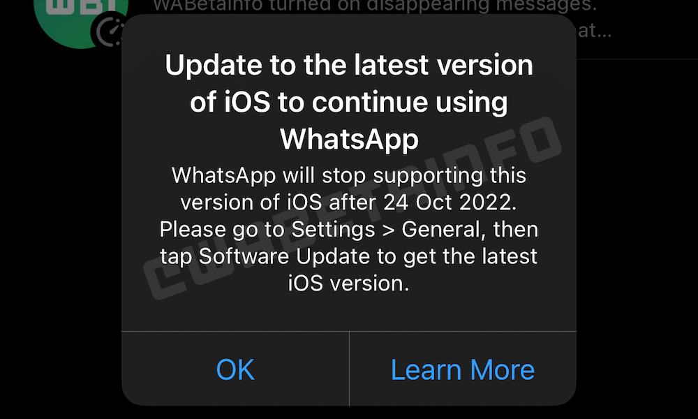 WhatsApp drops support for iOS10 and iOS11