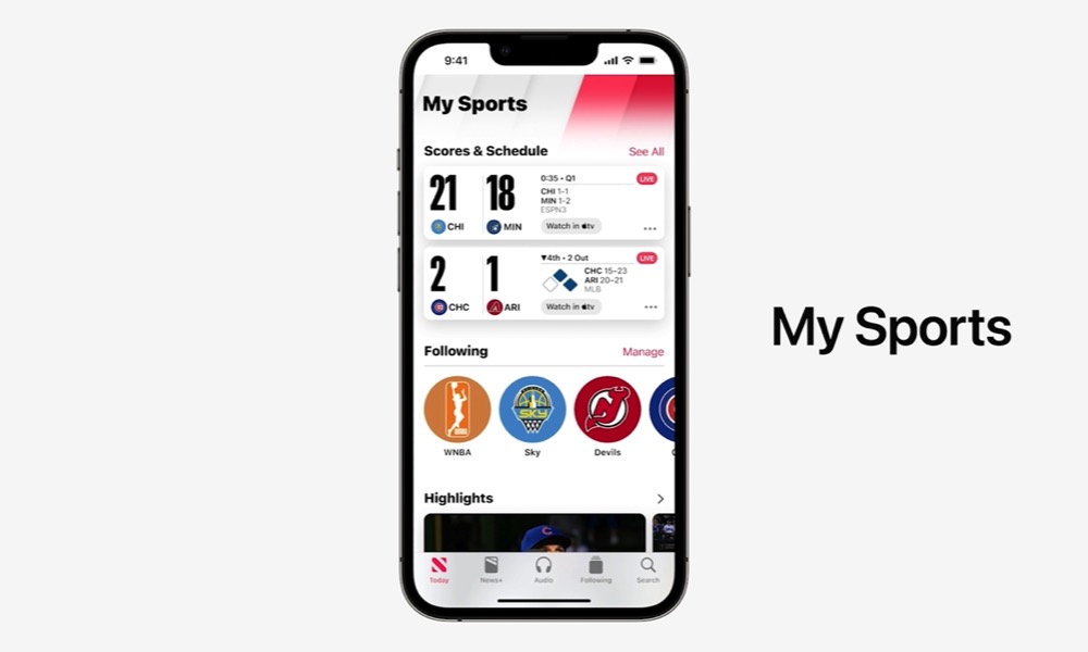 Sports iOS 16 1