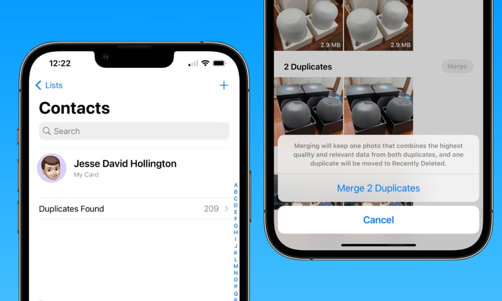 iOS 16 Contacts and Photos duplicate management
