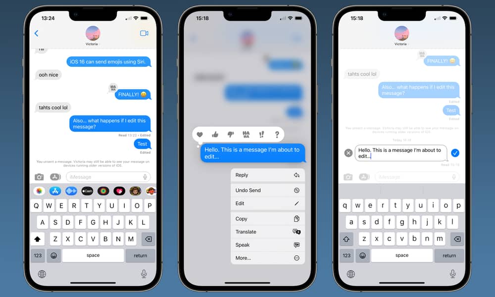iOS 16 Edit and Undo Send in Messages