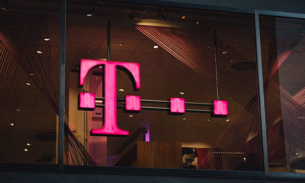 T Mobile logo on glass window